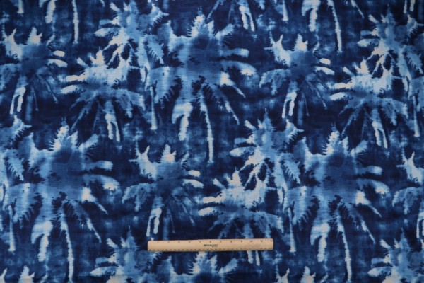 Sample of Tommy Bahama Tamarindo Printed Cotton Drapery Fabric in Azul 