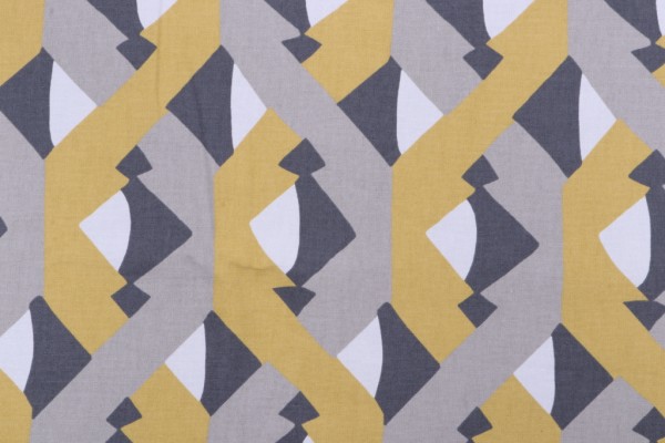 Robert Allen Dwell Studios Dover Street Printed Cotton Drapery Fabric in Saffron