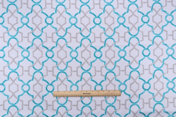 Covington Integra Printed Cotton Twill Drapery Fabric in 219-Turquoise