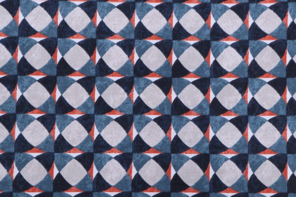 Robert Allen Echo Geo Printed Cotton Drapery Fabric in Admiral 