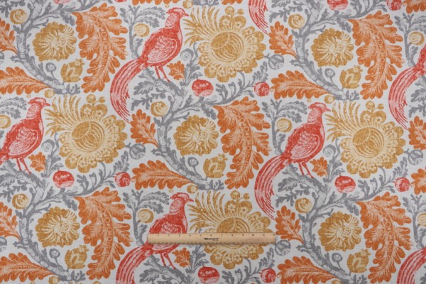 Sample of Williamsburg Tucker Resist Printed Polyester Outdoor Fabric in Zest 