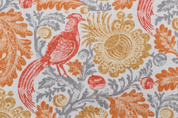 Sample of Williamsburg Tucker Resist Printed Polyester Outdoor Fabric in Zest 