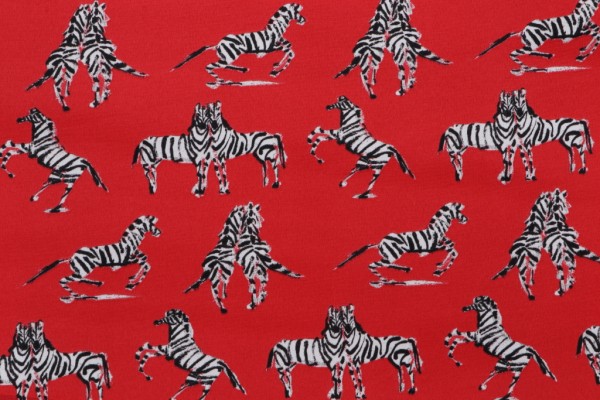 Novogratz Dr Zebra Printed Polyester Outdoor Fabric in Red 