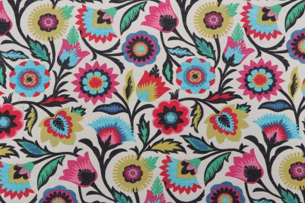 PK Lifestyles Fiesta Floral Printed Polyester Outdoor Fabric in Desert Flower 