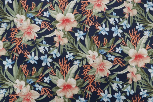 Tommy Bahama Fleur Le Mar Printed Polyester Outdoor Fabric in Ink 