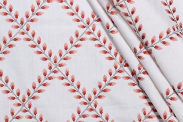PK Lifestyles Clover Lane Emb Drapery Fabric in Coral 