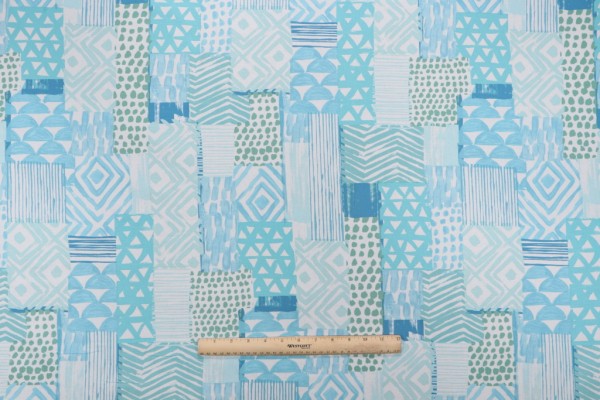Mill Creek Nerius Printed Cotton Drapery Fabric in Aquarius