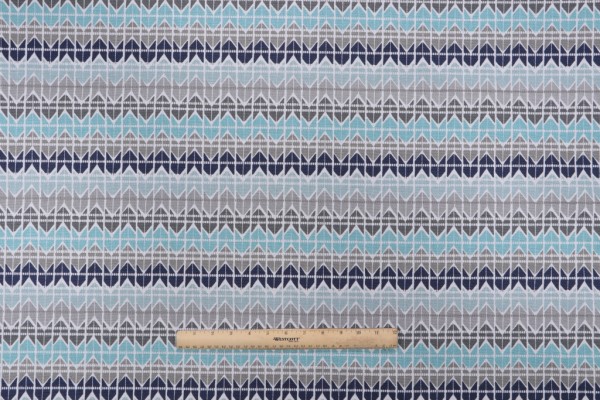 Scott Living Tessellate - Belgian Printed Drapery Fabric in Cyan