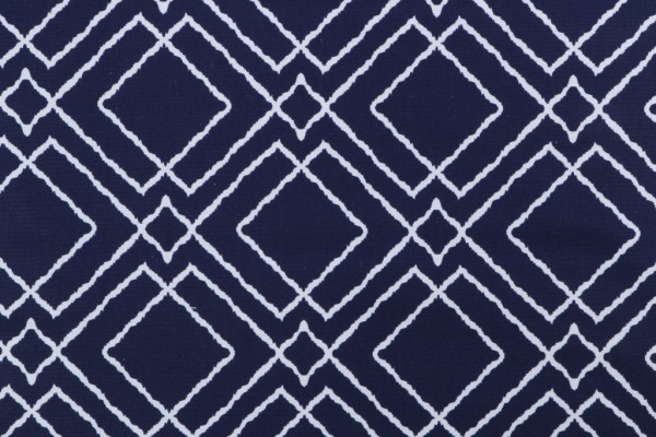 Covington Jacava Printed Cotton Drapery Fabric in 55-Navy