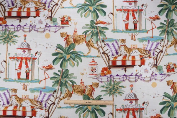 Harrison Howard Night In India Printed Cotton Drapery Fabric in High Noon 