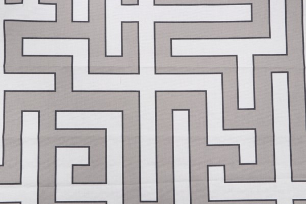 Grey Watkins Long Garden Printed Cotton Drapery Fabric in Grey/Cream