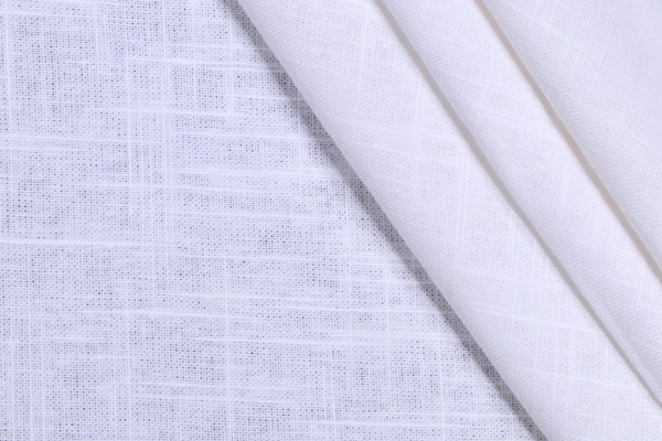 Lino Textiles Ancient Slubby Woven Linen Blend Drapery Fabric in White 