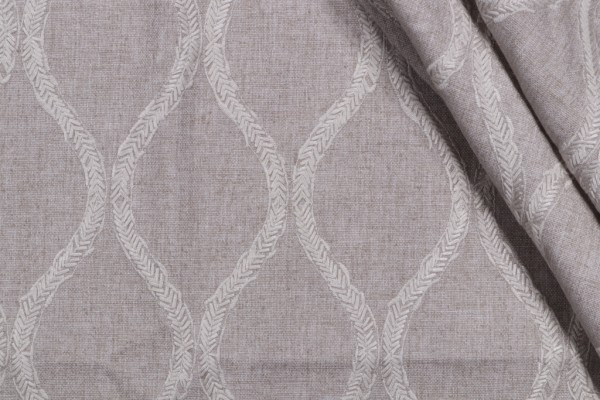 Click for 1.5 Yards Vine Ogee Embroidered Drapery Fabric in Sterling Vine Ogee Embroidered Drapery Fabric in Sterling