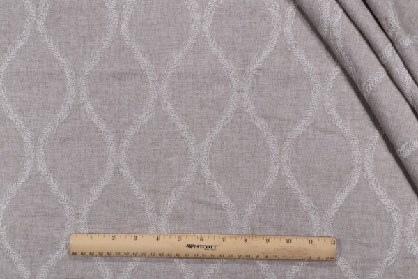 1 Yard Vine Ogee Embroidered Drapery Fabric in Sterling