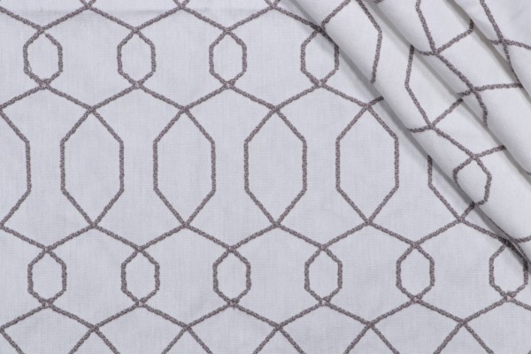 1 Yard Trellis Embroidered Drapery Fabric in Smoke