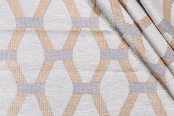 Click for 2.25 Yards Linked Embroidered Drapery Fabric in Gold/Grey Linked Embroidered Drapery Fabric in Gold/Grey