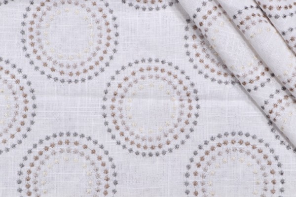Click for 2.25 Yards Dot Medallion Embroidered Drapery Fabric in Stone Dot Medallion Embroidered Drapery Fabric in Stone