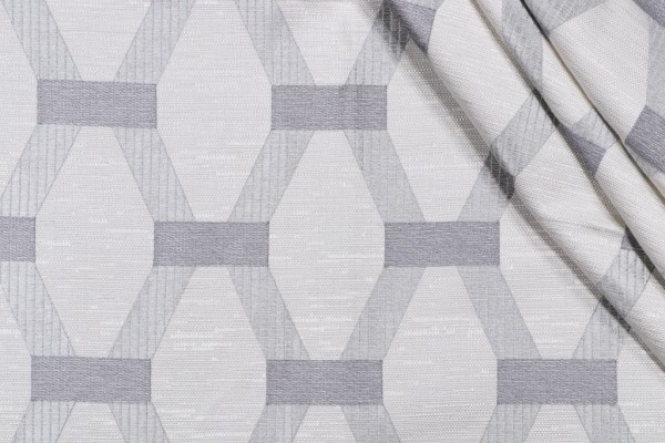 1 Yard Linked Embroidered Drapery Fabric in Fog