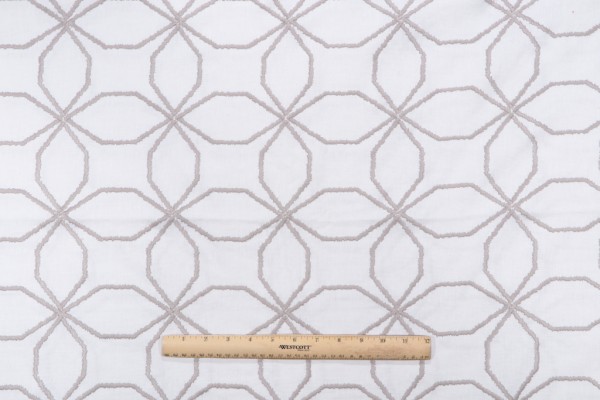 Mosaic Embroidered Drapery Fabric in Grey