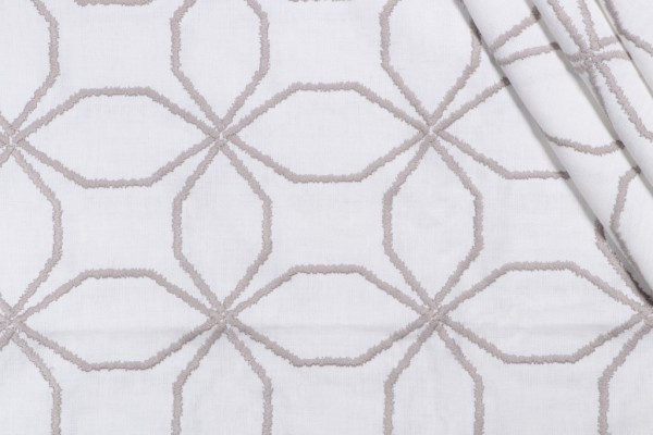 Mosaic Embroidered Drapery Fabric in Grey
