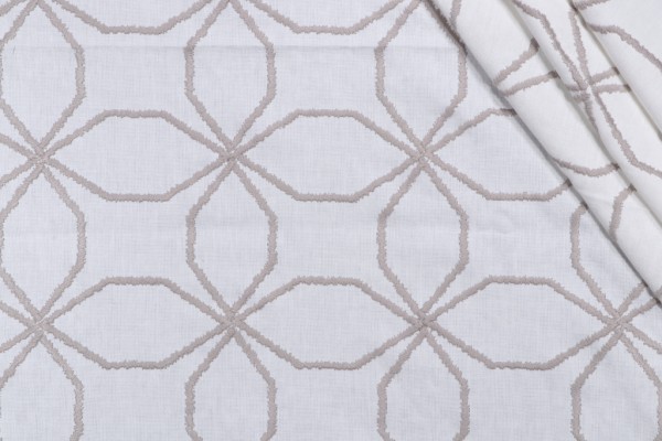 Mosaic Embroidered Drapery Fabric in Grey