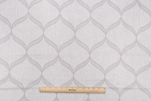Ogee Embroidered Drapery Fabric in Grey