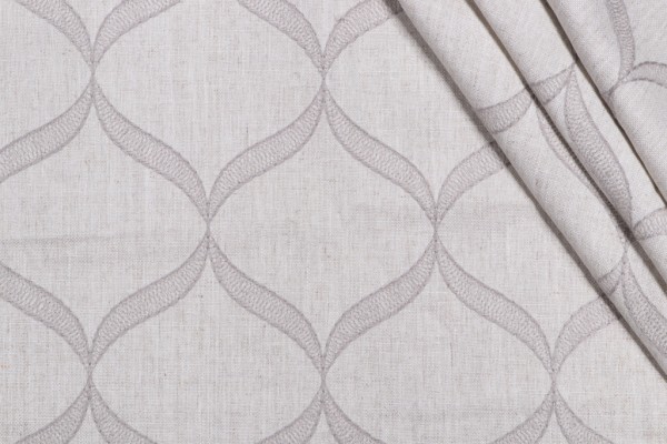 Ogee Embroidered Drapery Fabric in Grey