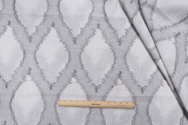 Click for 3 Yards Diamond Ikat Embroidered Drapery Fabric in Smoke Diamond Ikat Embroidered Drapery Fabric in Smoke