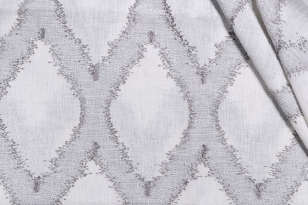 Click for 3 Yards Diamond Ikat Embroidered Drapery Fabric in Smoke Diamond Ikat Embroidered Drapery Fabric in Smoke
