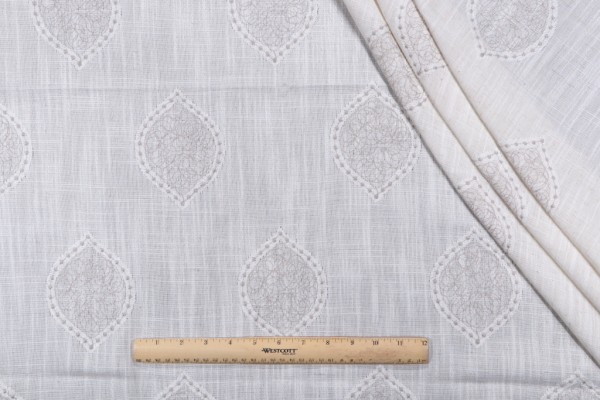 Click for 1 Yard Mini Medallion Embroidered Drapery Fabric in Grey 1 Yard Mini Medallion Embroidered Drapery Fabric in Grey