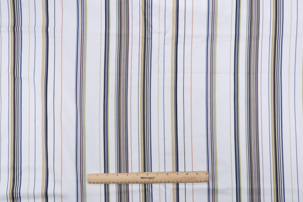 Aldeco Stripy Printed Cotton Drapery Fabric in Tropical White