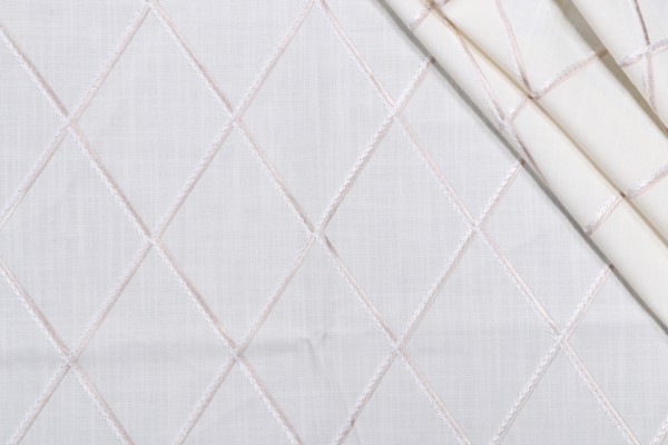 Alhambra Ebinur Embroidered Drapery Fabric in Cream