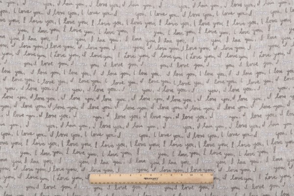 Click for 7.88 Yards Ellen Degeneres I Love You Printed Cotton Drapery Fabric in Natural Ellen Degeneres I Love You Printed Cotton Drapery Fabric in Natural