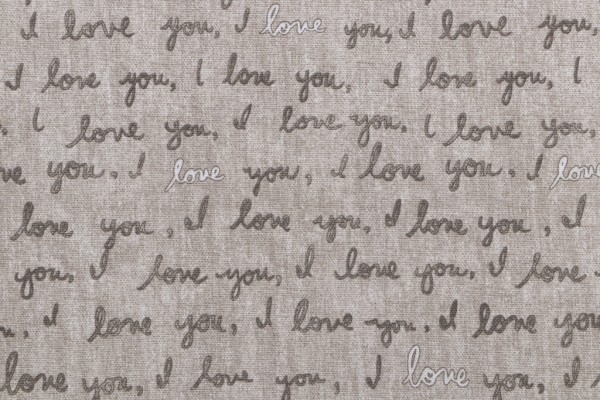 Click for 7.88 Yards Ellen Degeneres I Love You Printed Cotton Drapery Fabric in Natural Ellen Degeneres I Love You Printed Cotton Drapery Fabric in Natural