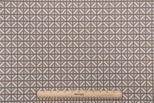 Click for 8.63 Yards Quatrefoil Check Woven Decorator Fabric in Latte Quatrefoil Check Woven Decorator Fabric in Latte