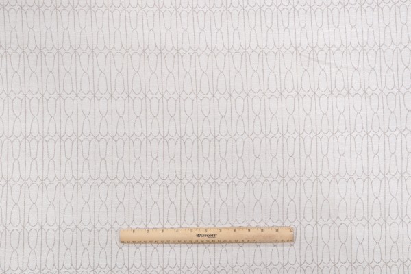 Trellis Scroll Woven Chenille Upholstery Fabric in Ivory