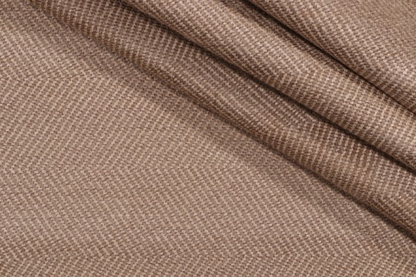 Herringbone Woven Chenille Upholstery Fabric in Cashew