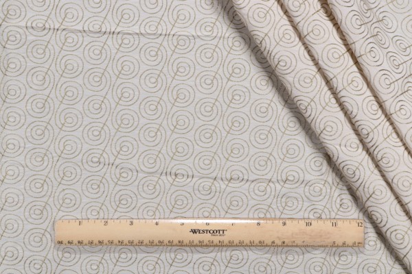 1 Yard Grey Watkins Constant Motion Embroidered Drapery Fabric in Green