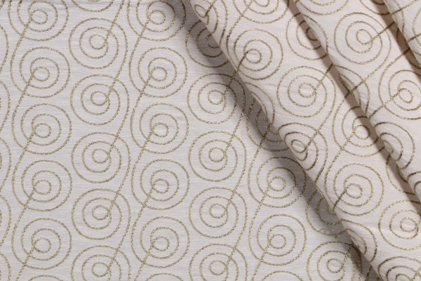 1 Yard Grey Watkins Constant Motion Embroidered Drapery Fabric in Green