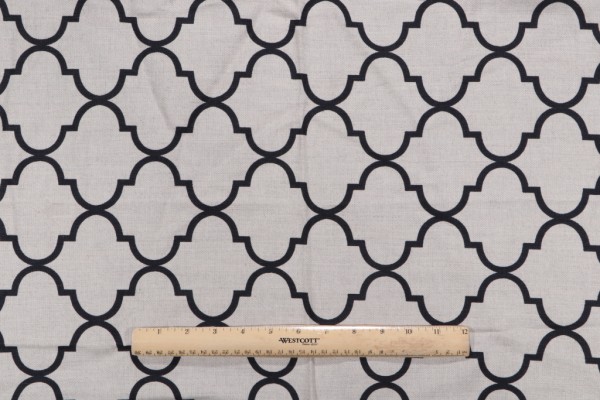 Westbury Treillage Printed Linen Blend Drapery Fabric in Charcoal
