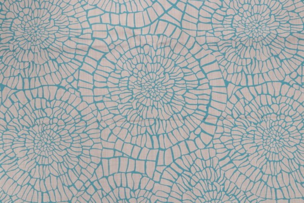 Old World Weavers Dianthus Printed Linen Blend Drapery Fabric in Turquoise