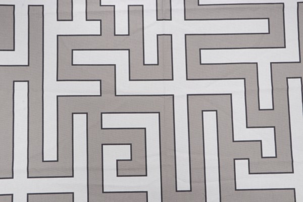 Grey Watkins Long Garden Printed Cotton Drapery Fabric in Grey/Cream