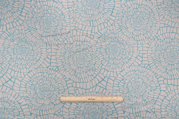 Old World Weavers Dianthus Printed Linen Blend Drapery Fabric in Turquoise