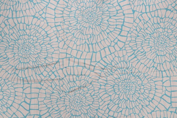 Old World Weavers Dianthus Printed Linen Blend Drapery Fabric in Turquoise