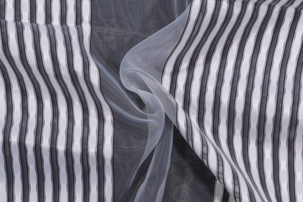 Christian Fischbacher Addition Sheer Drapery Fabric in Tuxedo