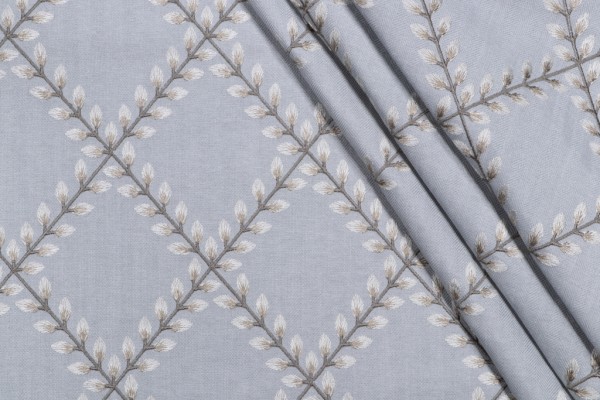 PK Lifestyles Clover Lane Emb Drapery Fabric in Mist 