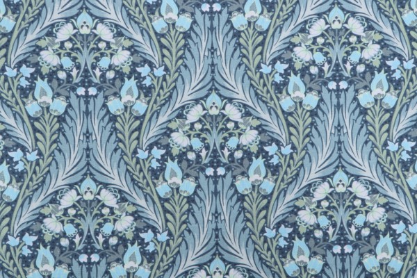 Hamilton Dellwood Printed Cotton Drapery Fabric in Blues 