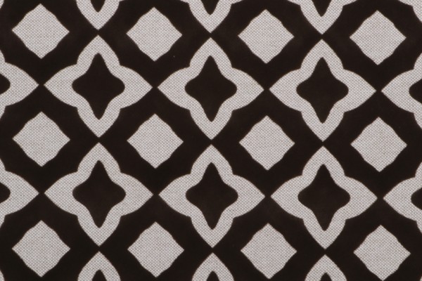 Microfibres Quatrefoil Flocked Decorator Fabric in Cocoa
