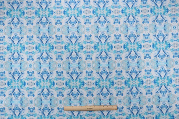 PK Lifestyles Sea Vision Printed Polyester Outdoor Fabric in Azure