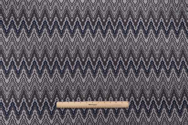 Chevron Woven Chenille Upholstery Fabric in Indigo